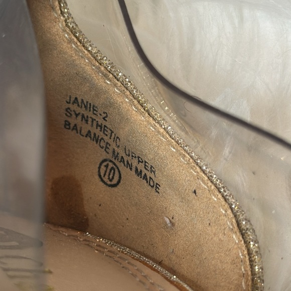GUC Chase & Chloe Janie Gold Rhinestone See-Through Closed Toe Heels, 10M - Picture 12 of 14